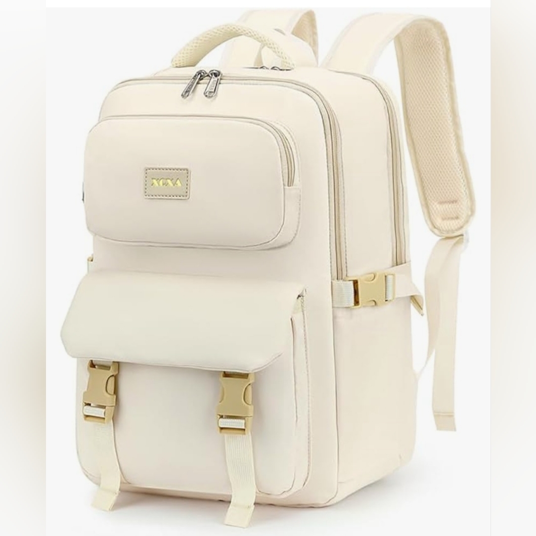 Nwot Xqxa Cream Backpack With Gold Accents